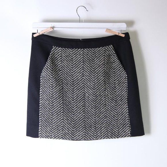 J. Crew Dresses & Skirts - J. Crew Wool Woven Black Mini Skirt Size 8